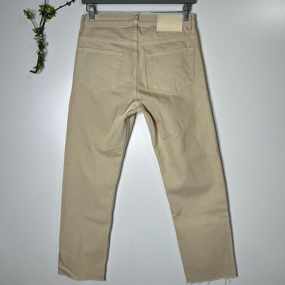 FRAME The Straight Jeans Cream Button Down Raw Hem - Picture 11 of 14
